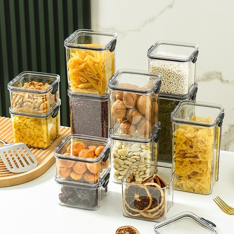 Direct deal Transparent plastic dry food storage container with Anti oxidation durable kitchen storage hermetic food container