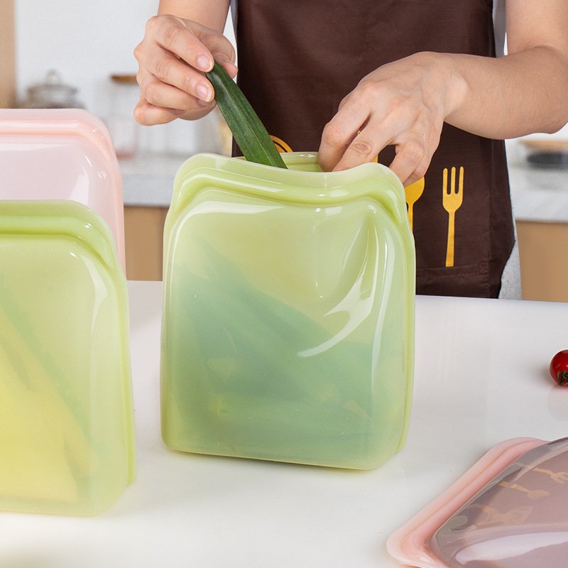 BPA Free Smart Kitchen Tools Food Grade 1800ml Reusable Silicone Food Storage Bag Silicone Freezer Bag Silicone Bag