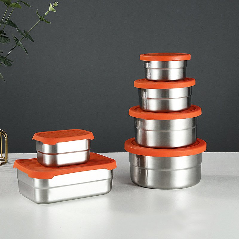custom round kids metal lunch box stainless steel airtight food storage containers with lids