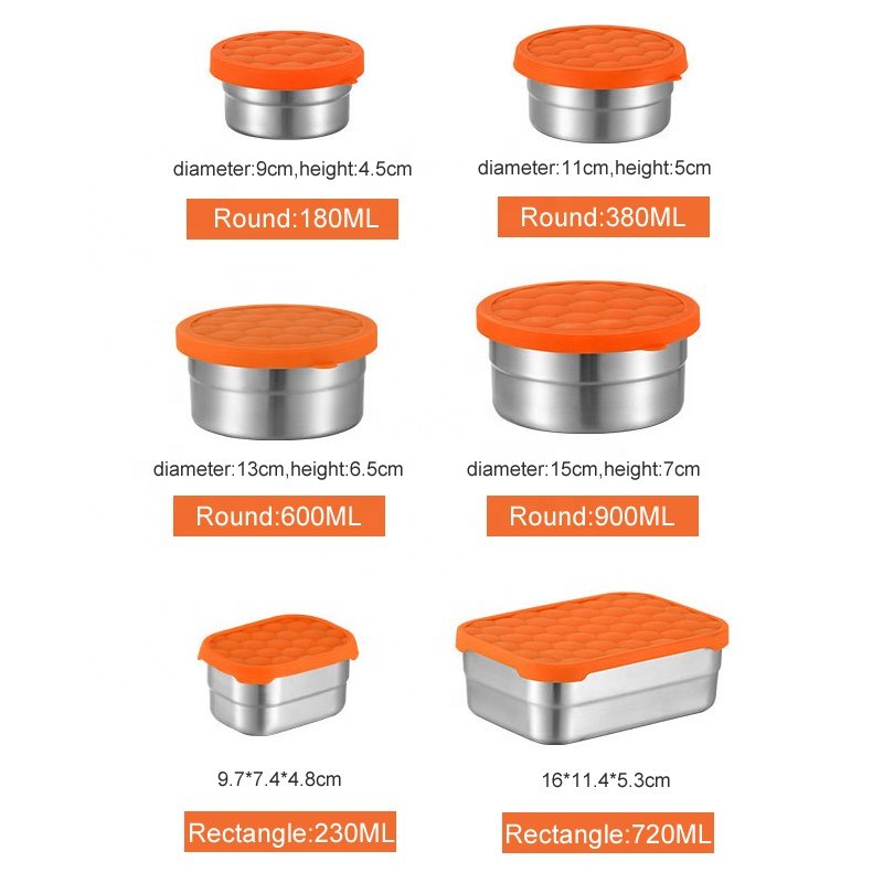 custom round kids metal lunch box stainless steel airtight food storage containers with lids