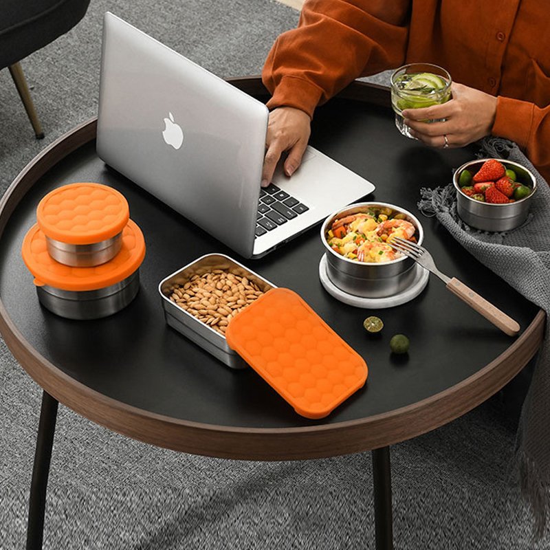 custom round kids metal lunch box stainless steel airtight food storage containers with lids