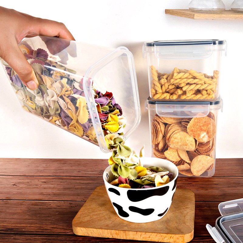 Set Bpa-Free Airtight Plastic Stackable Kitchen Organizer Cereal Dry Food Storage Bin Box Container