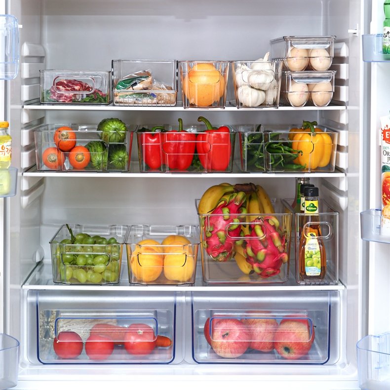 2023 Hot Selling PET Refrigerator Clear Food Storage Box Fridge Organizer