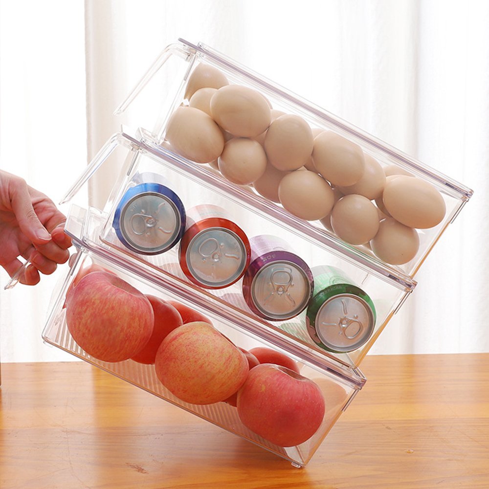 2023 Hot Selling PET Refrigerator Clear Food Storage Box Fridge Organizer