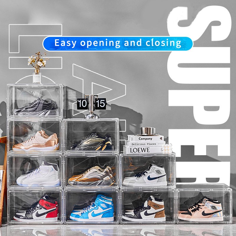 Acrylic transparent shoe box aj sneaker drawer storage box cabinet thickened magnetic absorption anti-oxidation moisture-proof