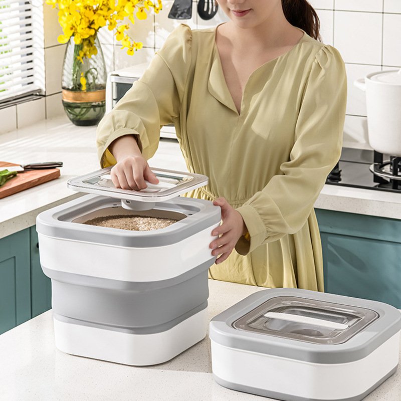 kitchen multifunction food bean cereal folding rice dispenser cereals storage box collapsible grain Food Storage Container