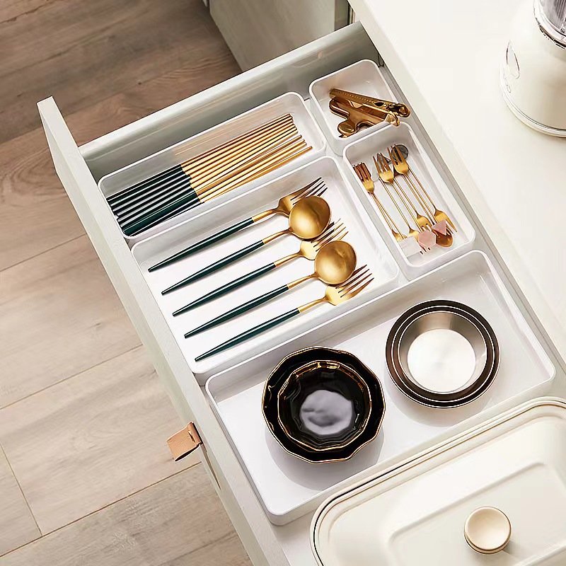 URU Household Portable Storage Box Plastic Organizer for Drawer Organization