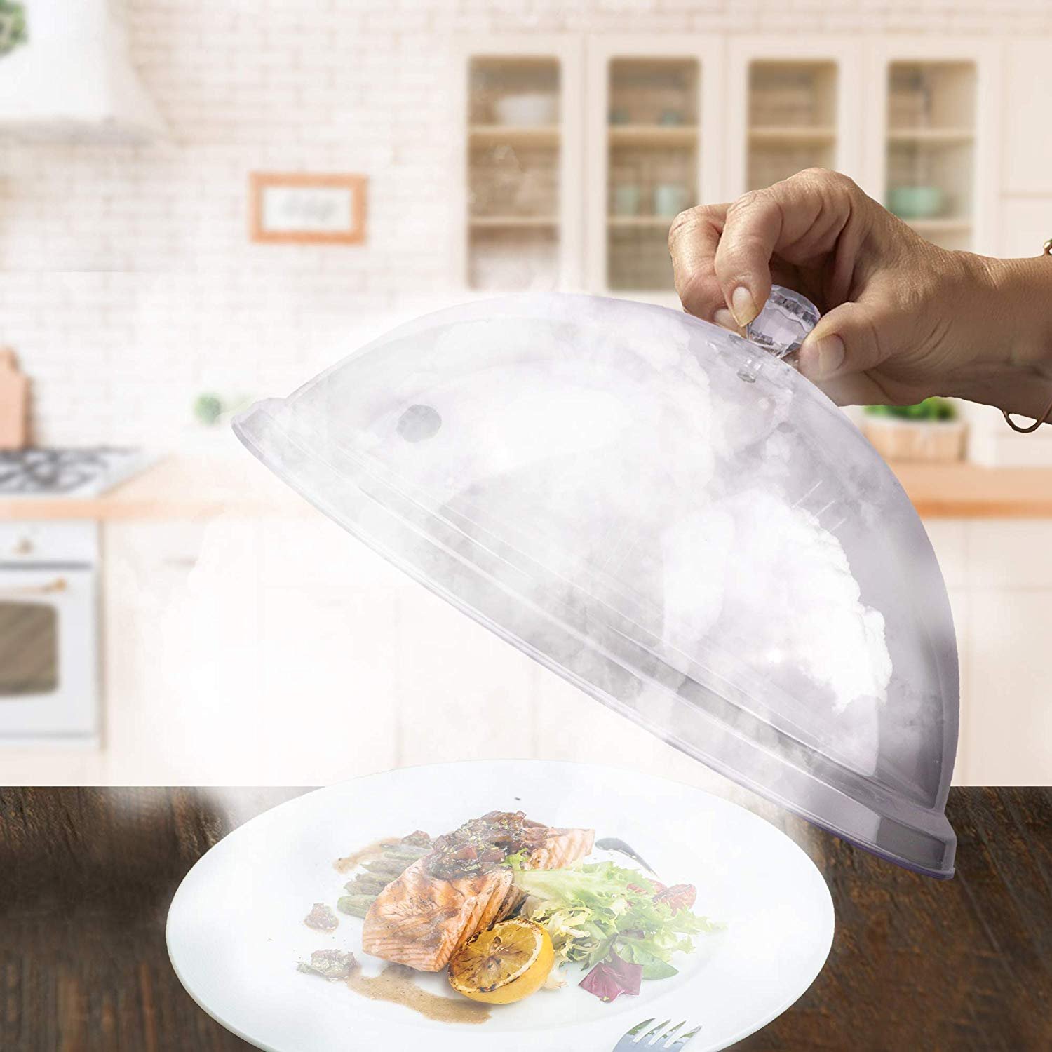 Transparent Smoker Infuser Dome Lid Smoking Gun 10 inch Dome Cover Cloche Lid - Covers Plates, Bowls, Glasses