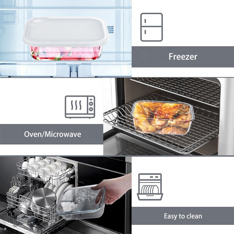 Glass Meal Prep Containers with Silicone Lids Glass Food Storage Containers Airtight Lunch Containers Lunch Box