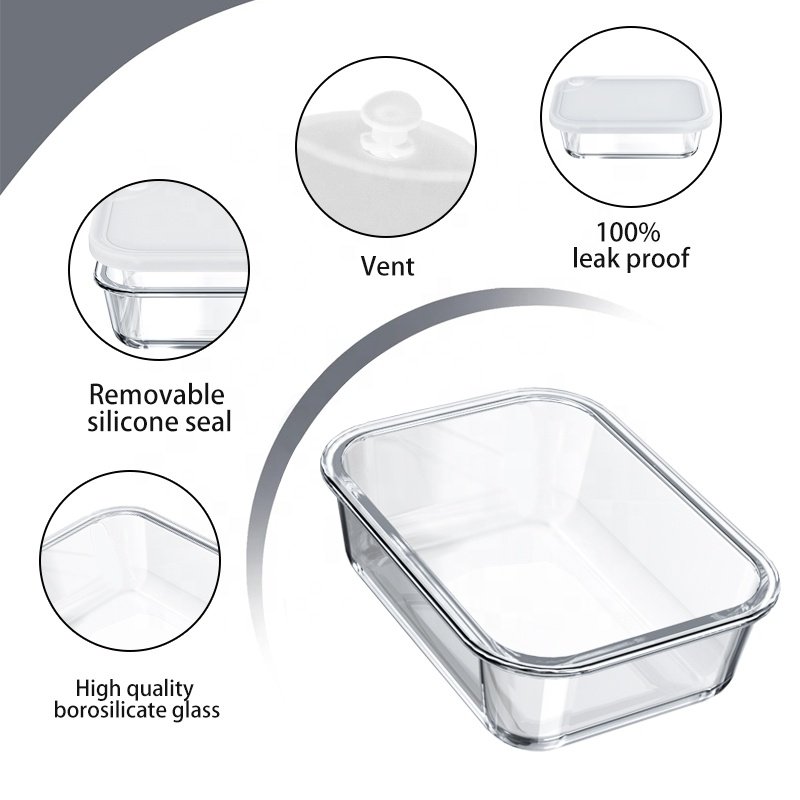 Glass Meal Prep Containers with Silicone Lids Glass Food Storage Containers Airtight Lunch Containers Lunch Box
