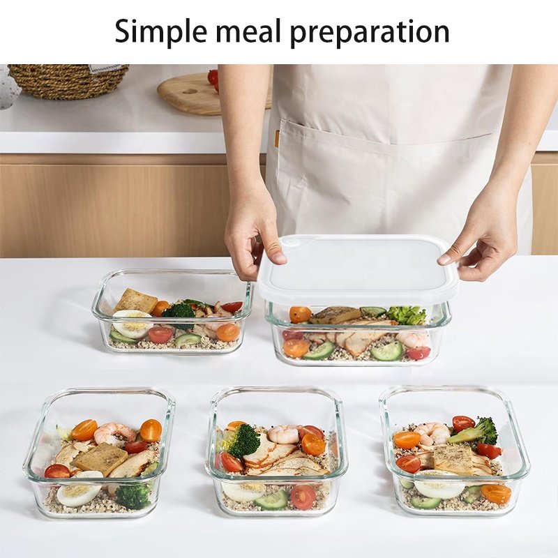 Glass Meal Prep Containers with Silicone Lids Glass Food Storage Containers Airtight Lunch Containers Lunch Box