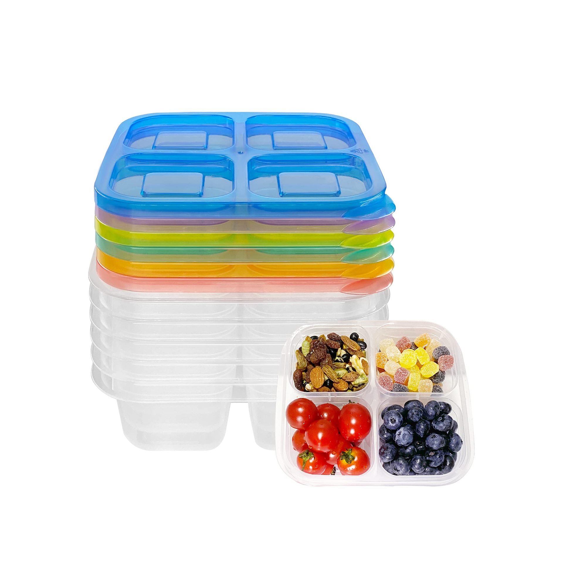 DS1549 Reusable 4-Compartment Food Containers Snack Containers Lunch Bento Box Seal Meal Prep Containers Plastic Bento Snack Box