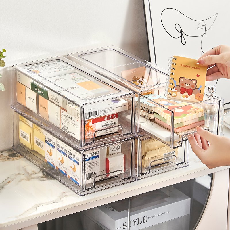 New Desktop Acrylic Makeup Drawer Organizer Cosmetic Storage Box Stationery Holder Office Sundries Organizer Box