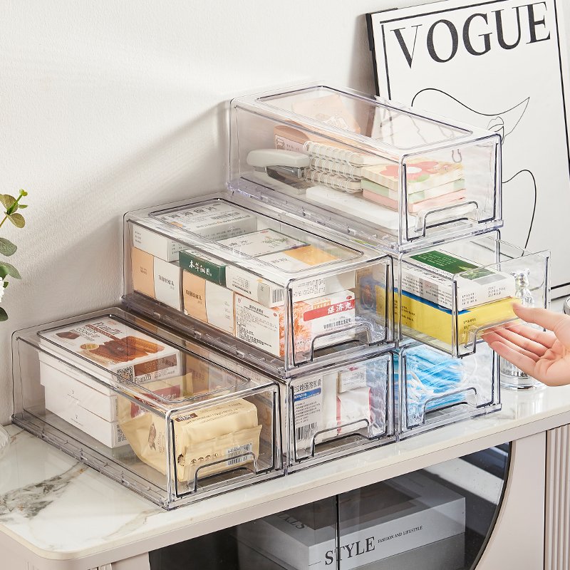 New Desktop Acrylic Makeup Drawer Organizer Cosmetic Storage Box Stationery Holder Office Sundries Organizer Box