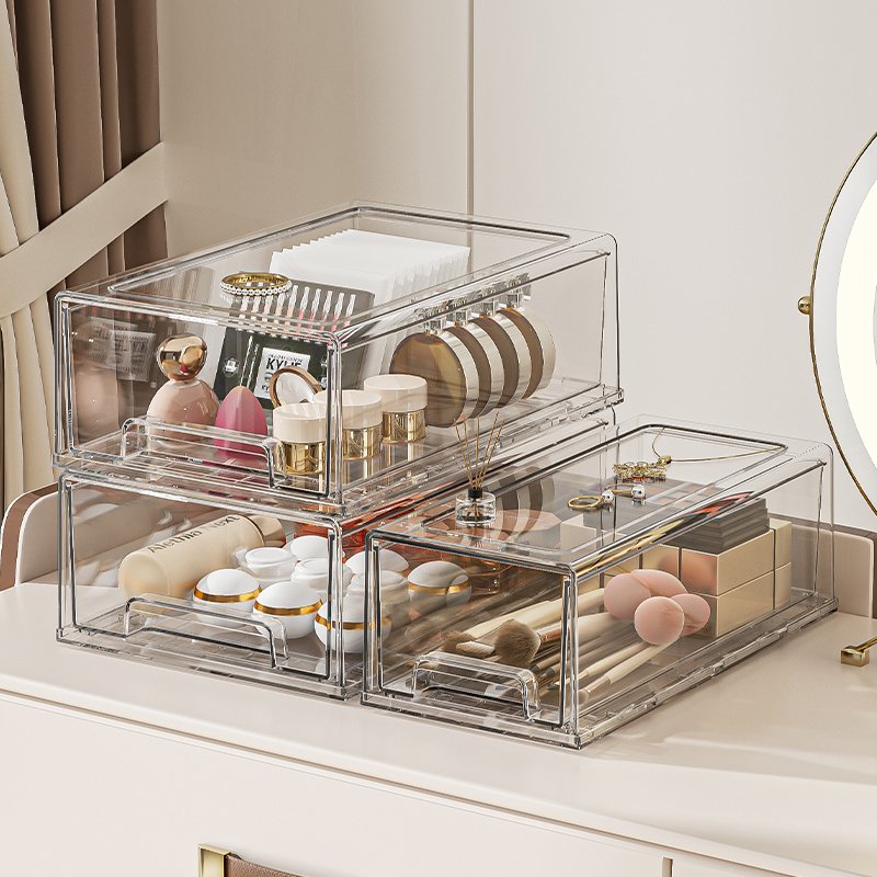 New Desktop Acrylic Makeup Drawer Organizer Cosmetic Storage Box Stationery Holder Office Sundries Organizer Box
