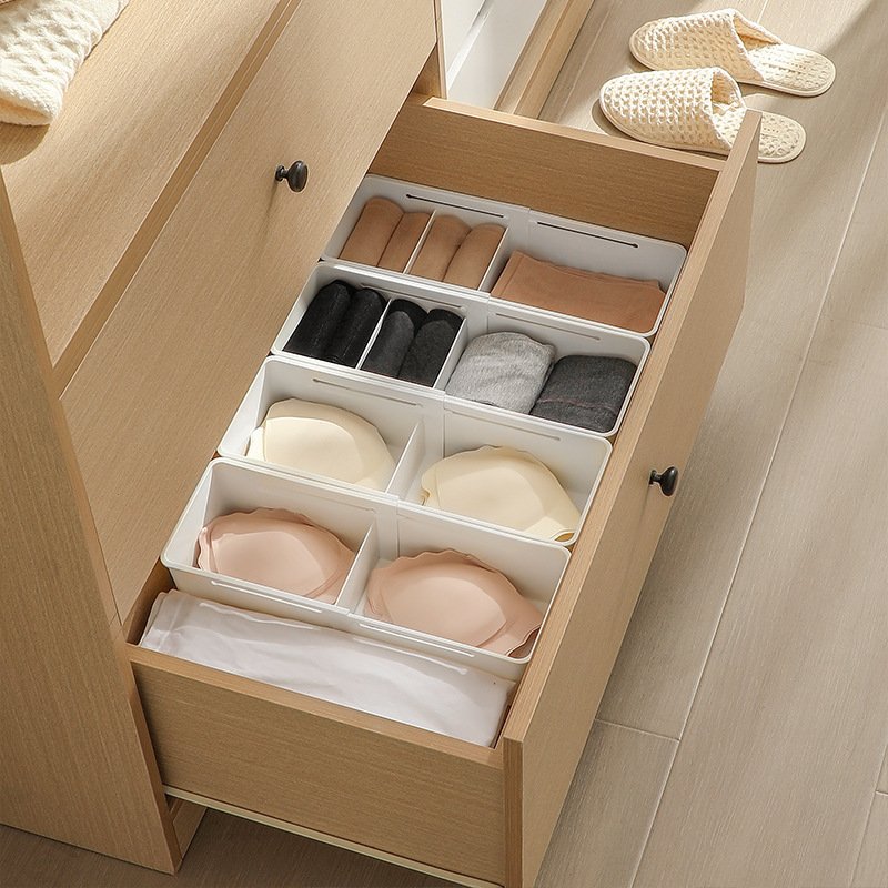 Functional Foldable Retractable Drawer Storage Box Cutlery Organizer with Divider for Household Cosmetics Stationery Medicine