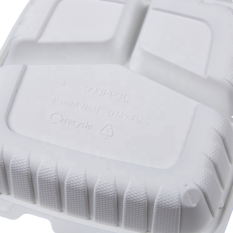 Factory direct microwave Safe food grade to-go white mineral-filled takeout container