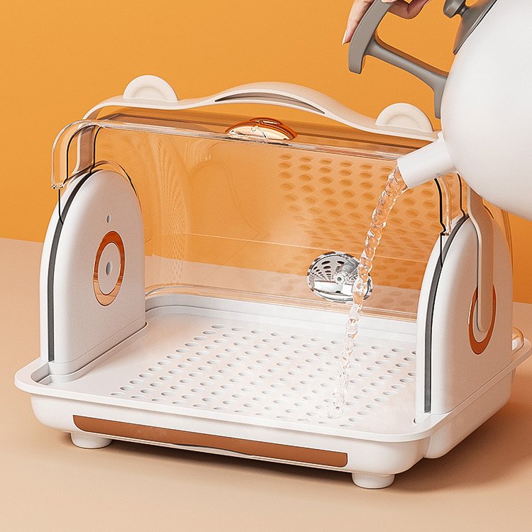 Sesame Transparent Plastic Organizer Multifunctional Baby Bottle Storage Box with Handle Single Tier Standing Type for Tableware