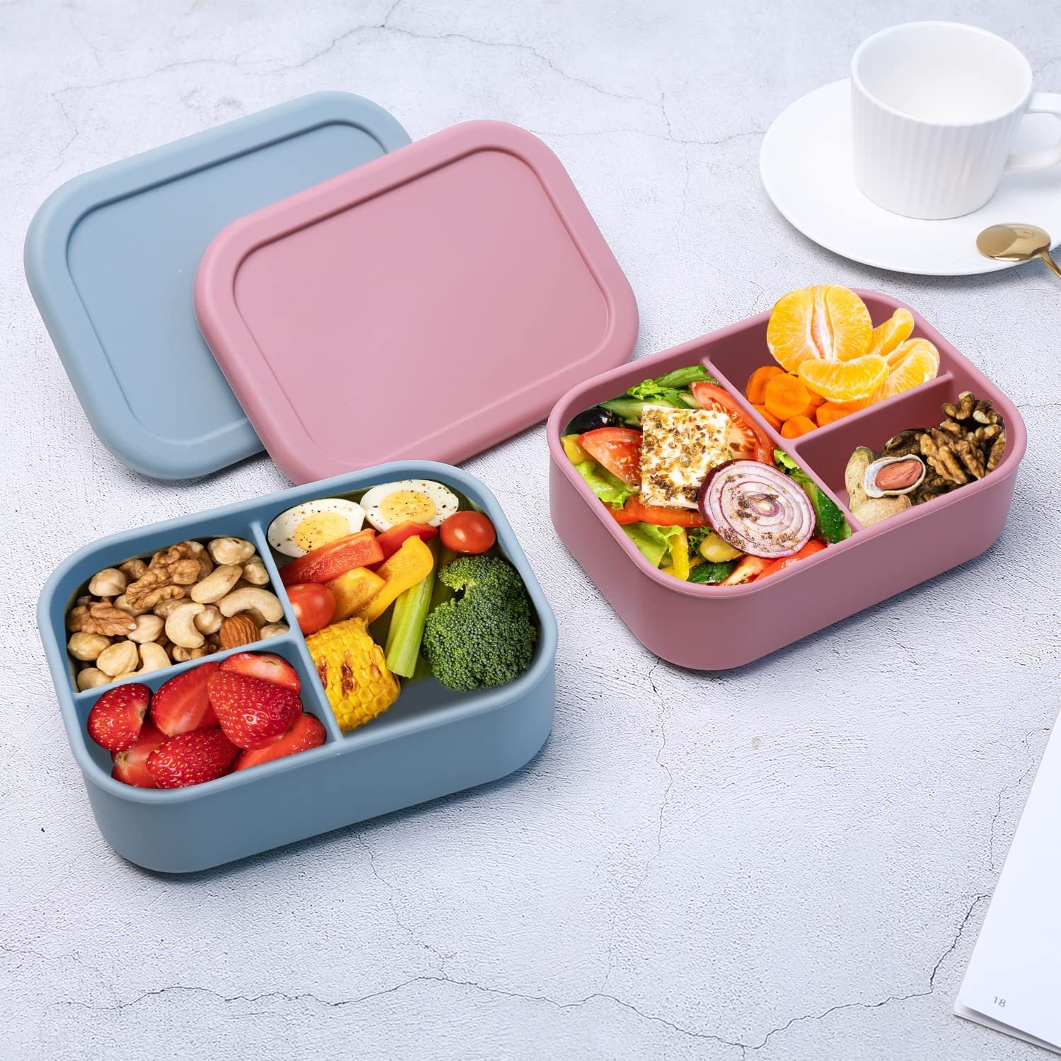 Custom Bpa Free food grade silicone Leakproof Food Storage Containers Microwave Safe Bento Lunch Box Set