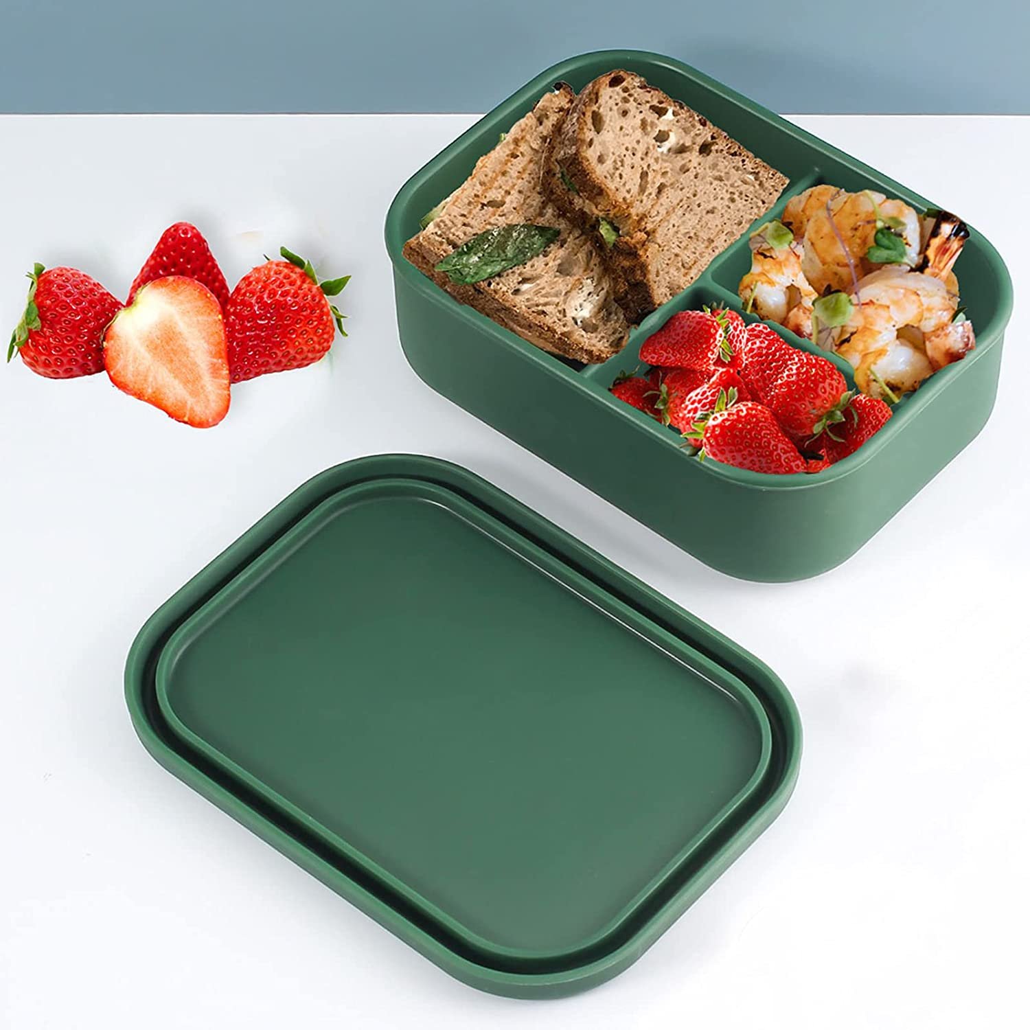 Custom Bpa Free food grade silicone Leakproof Food Storage Containers Microwave Safe Bento Lunch Box Set