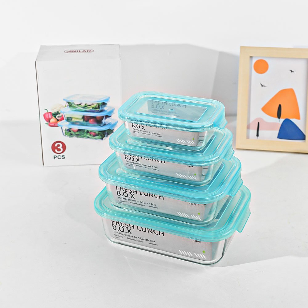 High Borosilicate Heat Resistant Glass Storage Food Container Bento Lunch Box With Pp Lid