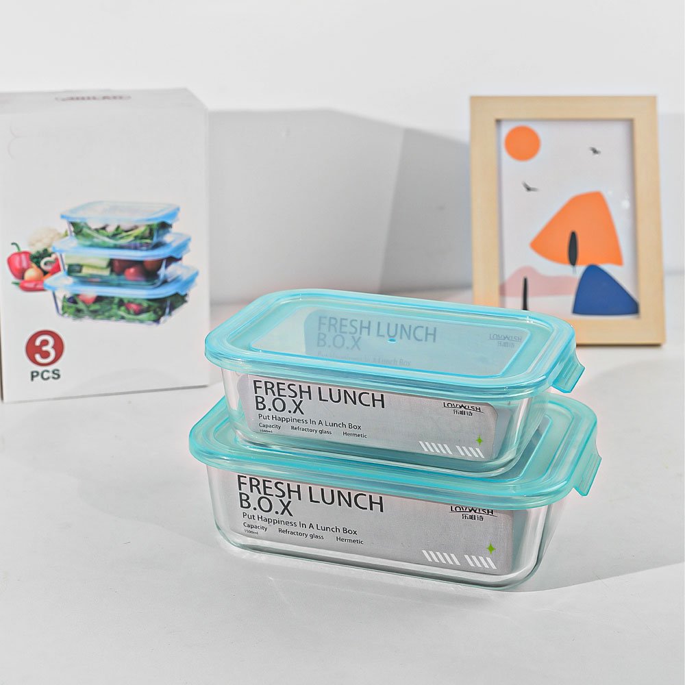 High Borosilicate Heat Resistant Glass Storage Food Container Bento Lunch Box With Pp Lid