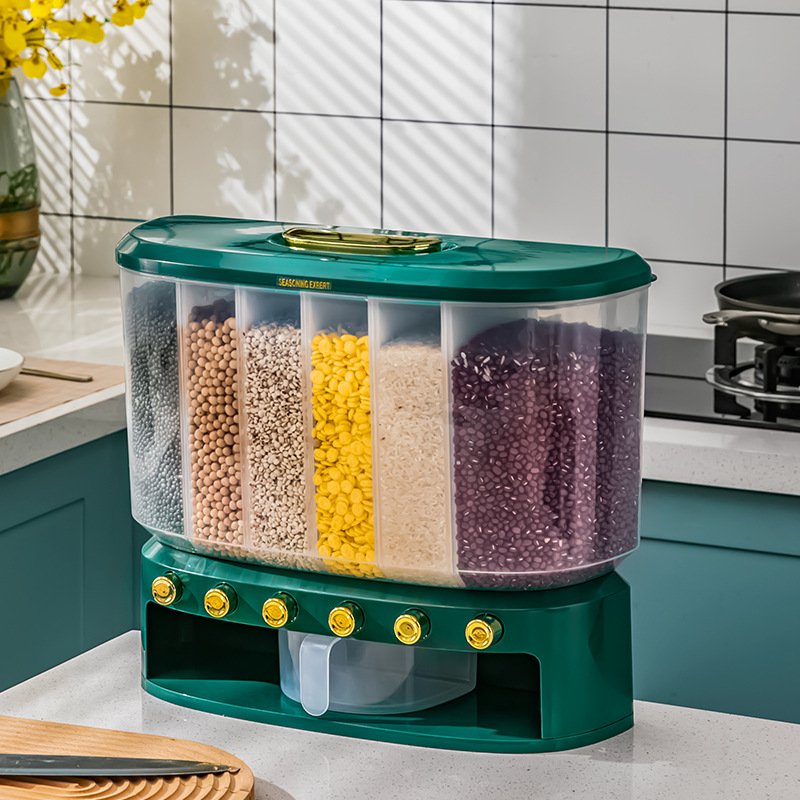 New PP Plastic 10kg Rice Cereal Grain Dispenser Dry Food Storage Container Box Bucket Organizer With Measuring Cup For Kitchen