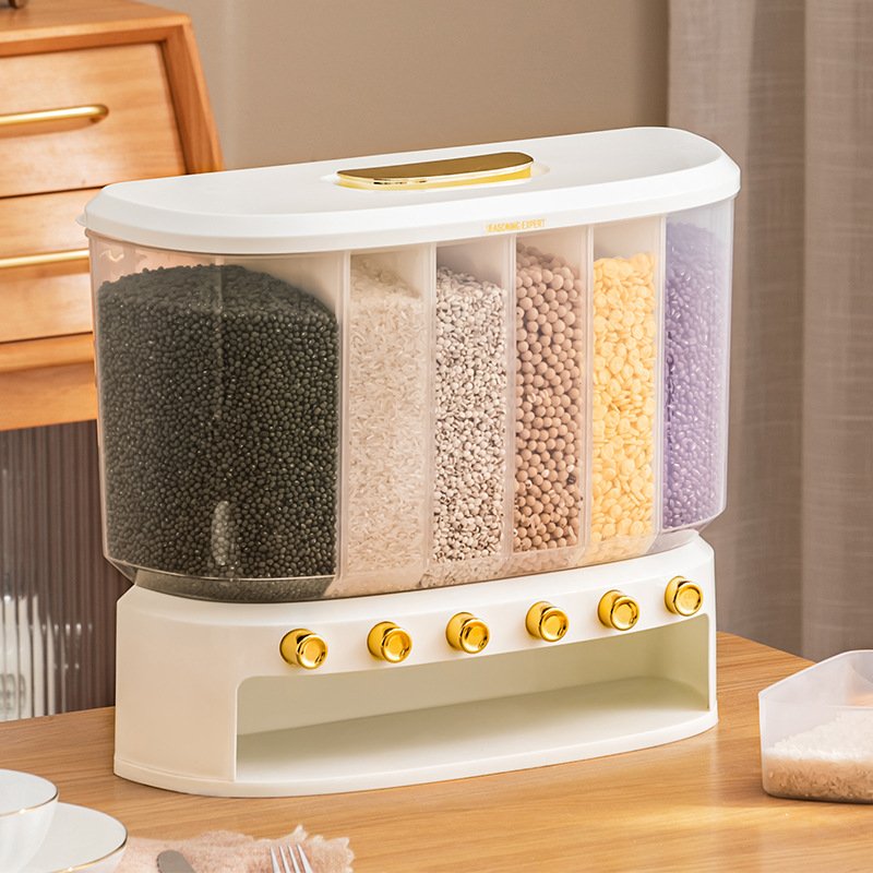 New PP Plastic 10kg Rice Cereal Grain Dispenser Dry Food Storage Container Box Bucket Organizer With Measuring Cup For Kitchen