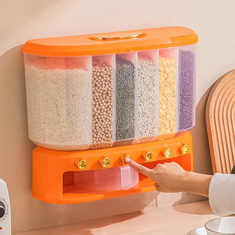 New PP Plastic 10kg Rice Cereal Grain Dispenser Dry Food Storage Container Box Bucket Organizer With Measuring Cup For Kitchen