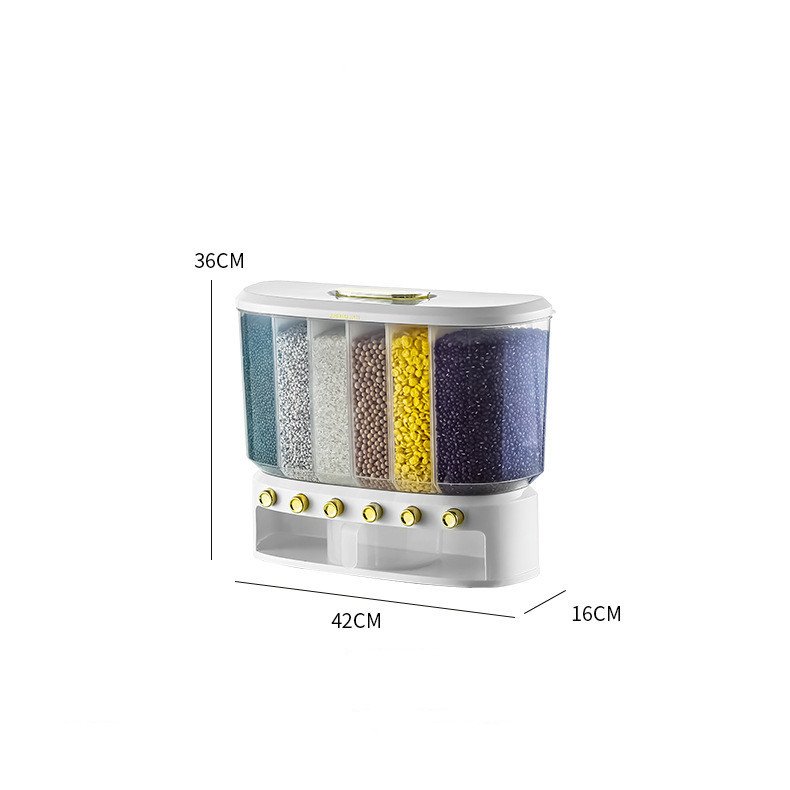 New PP Plastic 10kg Rice Cereal Grain Dispenser Dry Food Storage Container Box Bucket Organizer With Measuring Cup For Kitchen