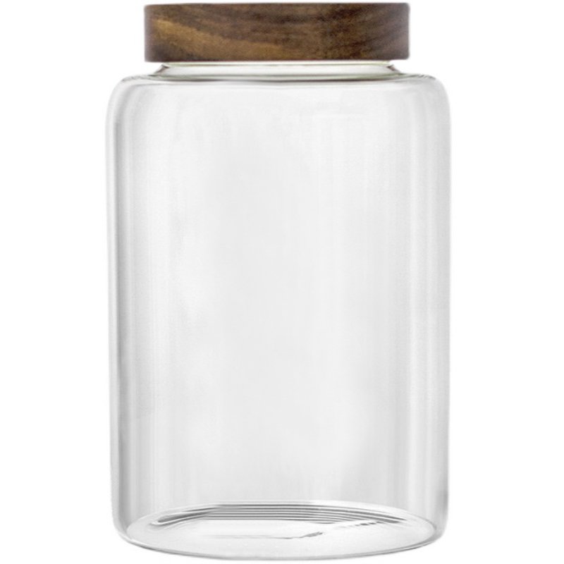 Borosilicate Glass Food Storage Jar Container Sealed Jars with Wooden Acacia Lid
