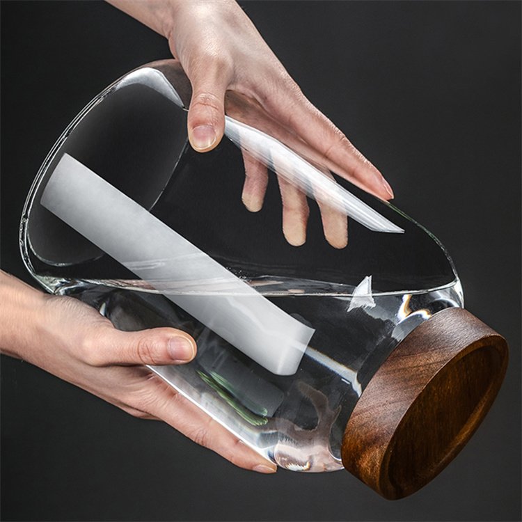Borosilicate Glass Food Storage Jar Container Sealed Jars with Wooden Acacia Lid