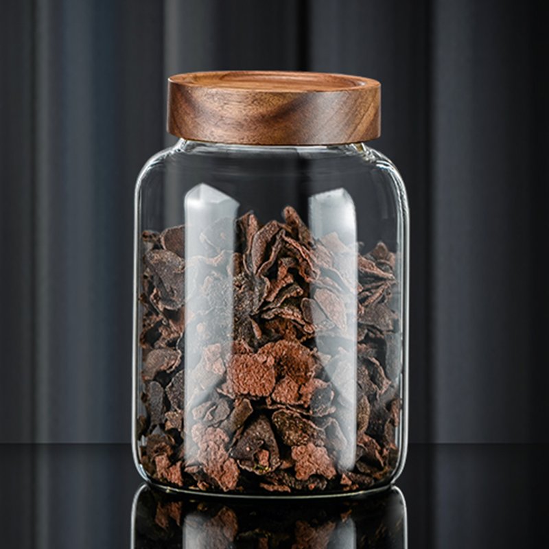 Borosilicate Glass Food Storage Jar Container Sealed Jars with Wooden Acacia Lid