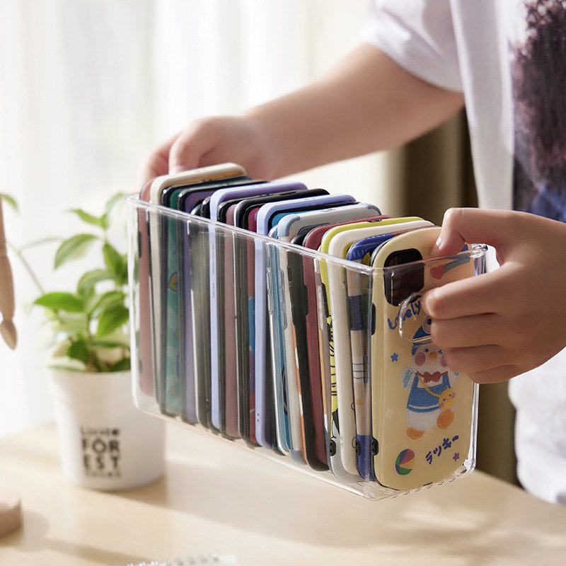 Acrylic Transparent PS Storage Container Cellphone Case Collection Cabinet Mobile Case Storage Box