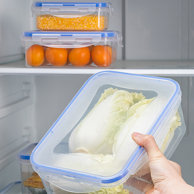 Set of 3 Airtight Plastic Food Storage Boxes for Pantry Use-Dry Food Grain Snacks Storage