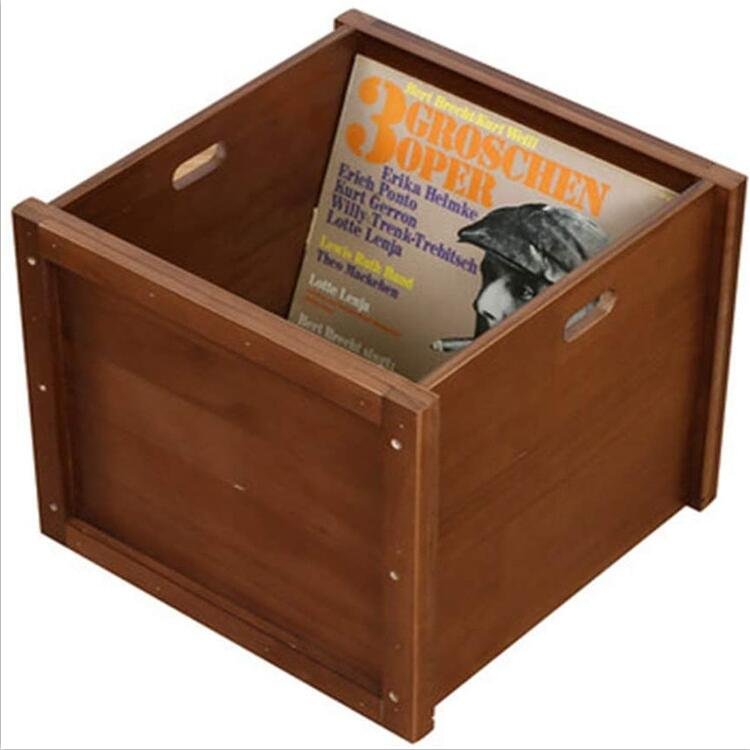 Record Storage Box Wooden Vintage Vinyl Record Organizer Case