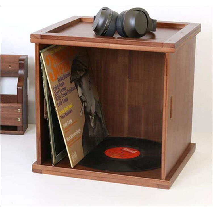 Record Storage Box Wooden Vintage Vinyl Record Organizer Case