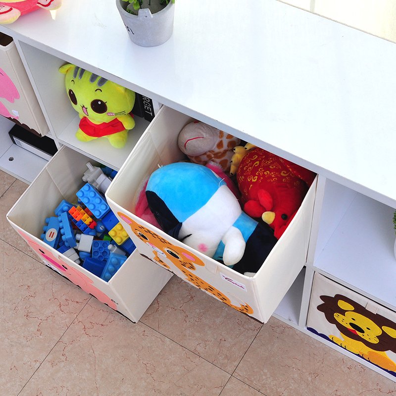 Foldable Fabric Fabric Storage Box Large Storage Container with Handle and Lid Cube Kids Toy Storage Box