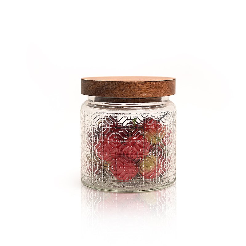 New Arrival Wide Mouth Empty Cylinder Pickles Glass Food Storage Honey Jar with Wooden Lids