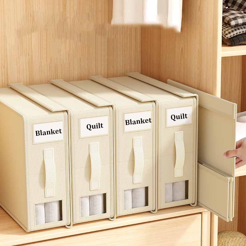 2024 Temu New Design Blanket Bedsheet Quilt Comforter Foldable Non-Woven Fabric Sheet Storage Box For Home Organizer With Labels