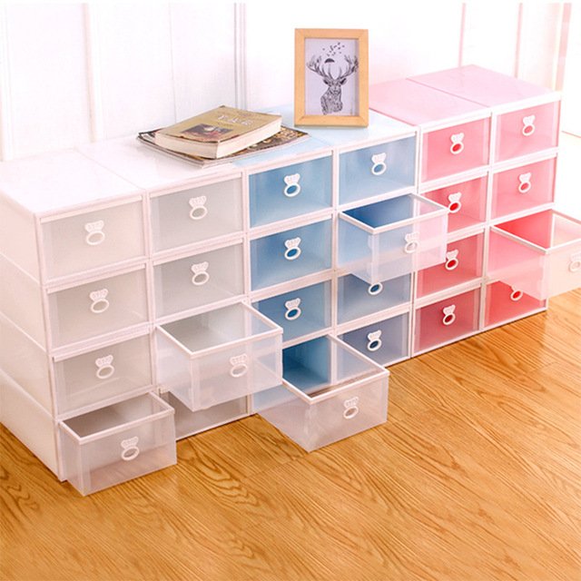Factory price wholesale snap folding plastic storage drawer type shoe box