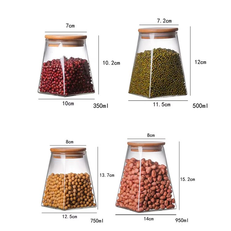 Full Sizes High Borosilicate storage jars glass airtight food storage jar