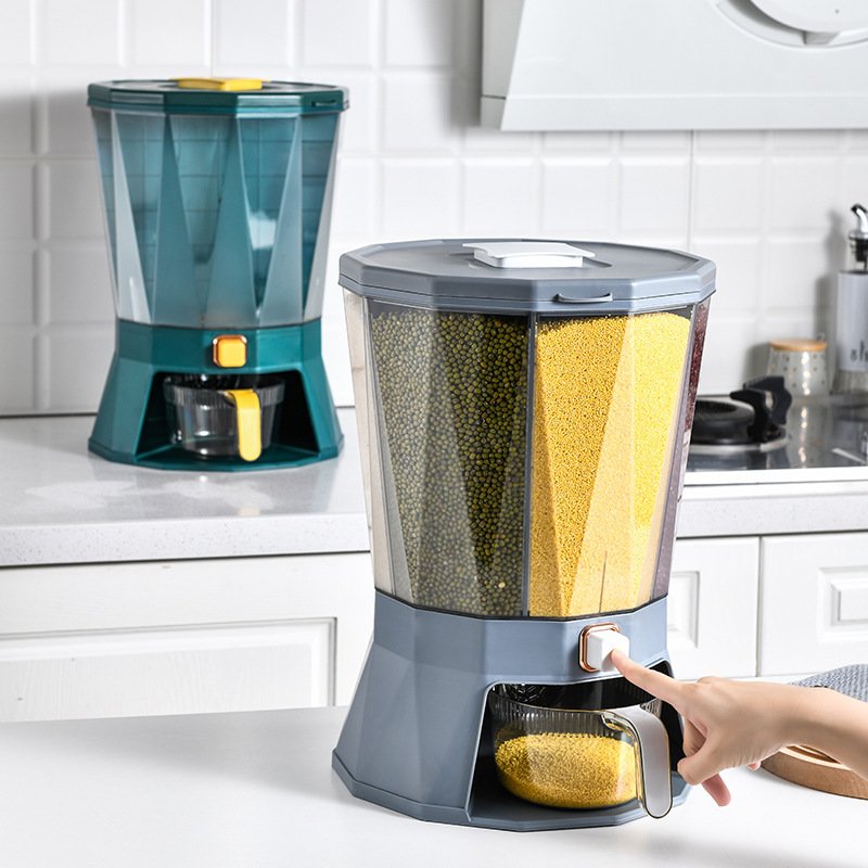 food-grade airtight cereal storage jar with lids kitchen food rotating food storage rice bucket cereal dispenser crisper