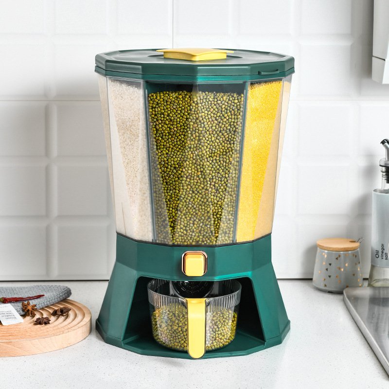 food-grade airtight cereal storage jar with lids kitchen food rotating food storage rice bucket cereal dispenser crisper
