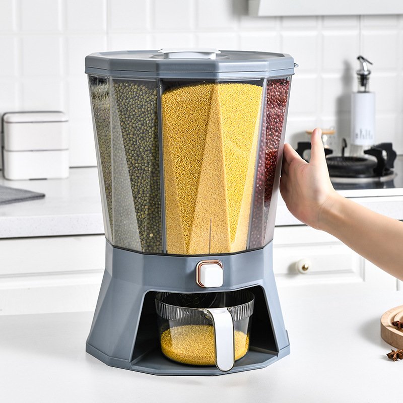 food-grade airtight cereal storage jar with lids kitchen food rotating food storage rice bucket cereal dispenser crisper