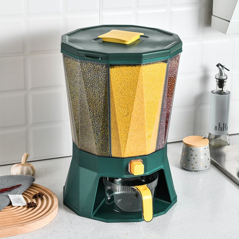 food-grade airtight cereal storage jar with lids kitchen food rotating food storage rice bucket cereal dispenser crisper