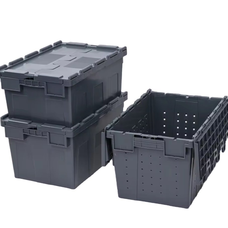 Large Plastic Crates For Garage Organizing Moving Rugged Sturdy Equipment Utility Tool Box Keepbox Storage