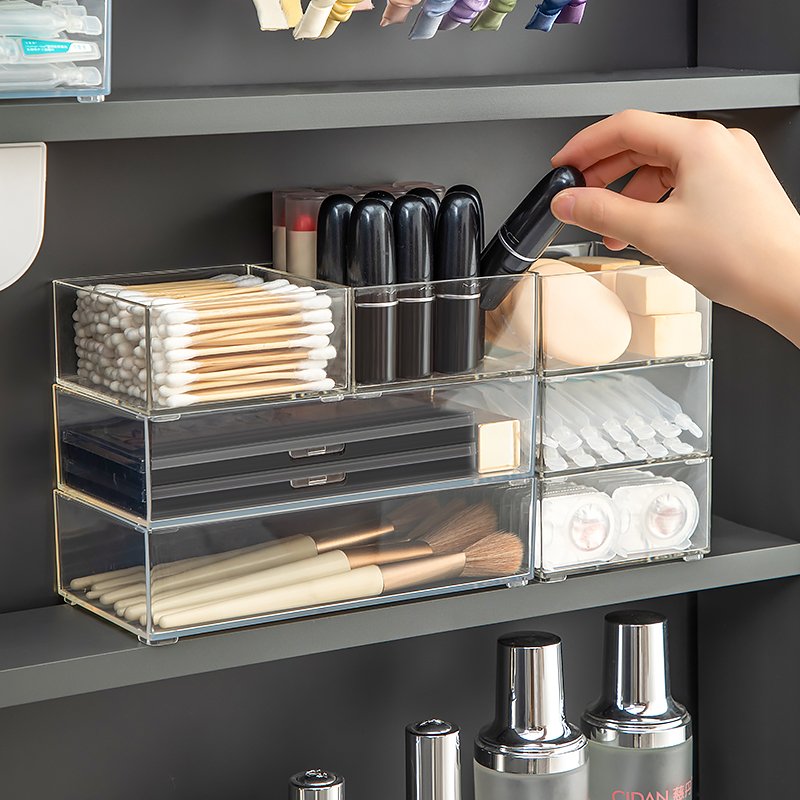 Multifunctional transparent plastic cosmetics storage box desktop finishing artifact desktop storage and organization