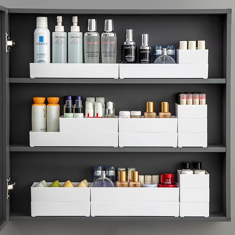 Multifunctional transparent plastic cosmetics storage box desktop finishing artifact desktop storage and organization