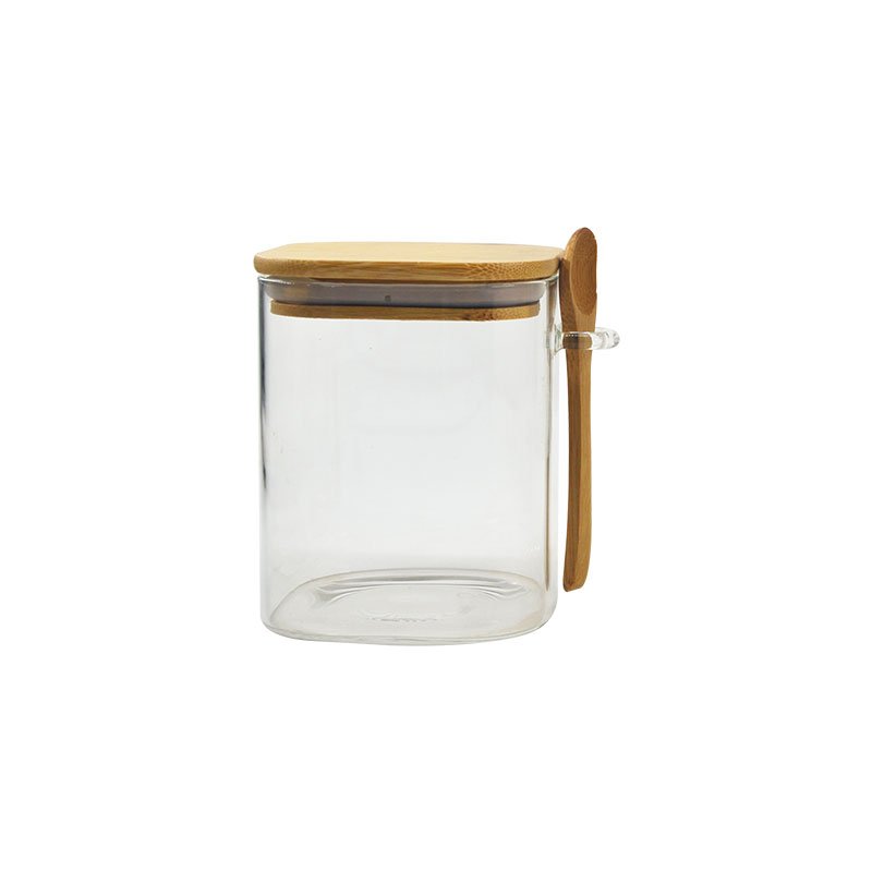 bamboo lid spice jars wholesale large clear glass pantry kitchen cereal food storage containers set with lids